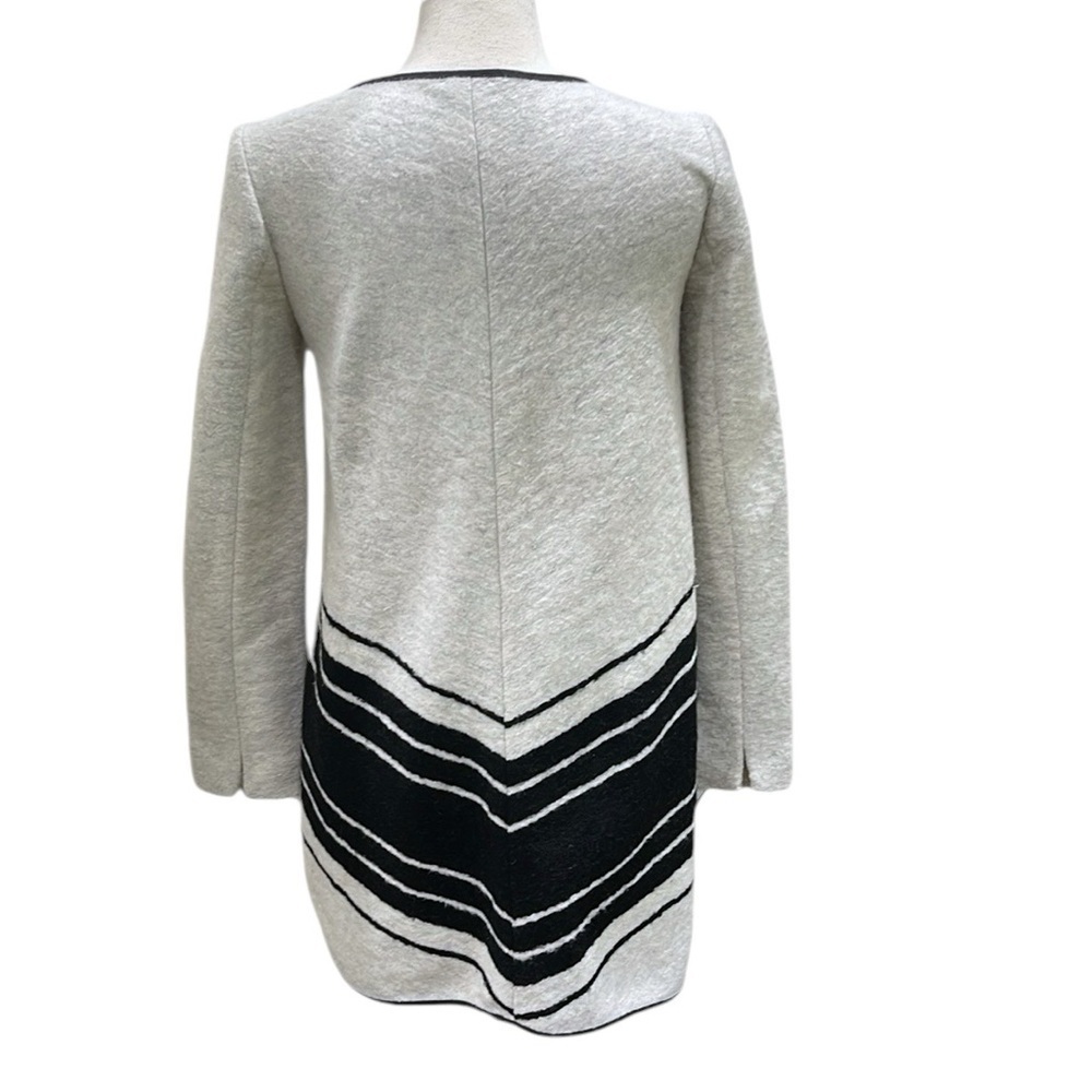 Anthropologie Elevenses Wool Blend High Low Stripe Jacket SZ S Black Grey - Picture 4 of 7